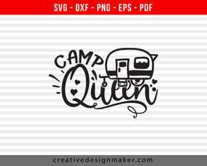Camp Queen Camping Print Ready Editable T-Shirt SVG Design!