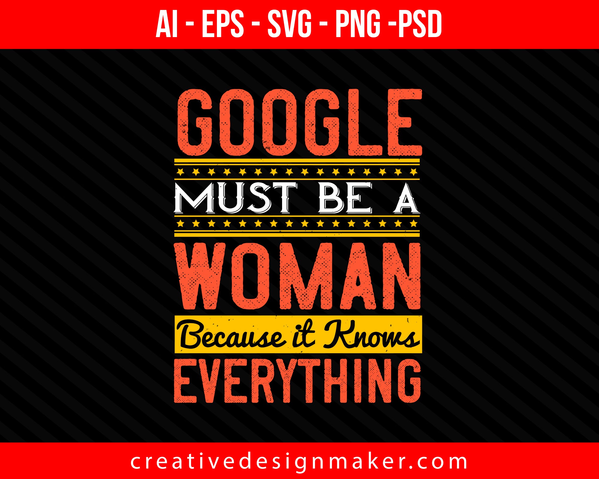Google must be a woman because it knows everything Internet Print Ready Editable T-Shirt SVG Design!