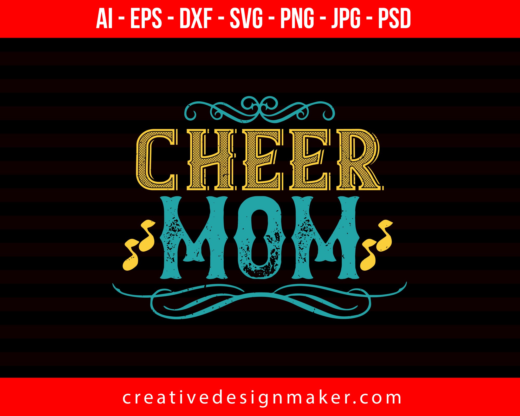 Cheer Mom Football Print Ready Editable T-Shirt SVG Design!