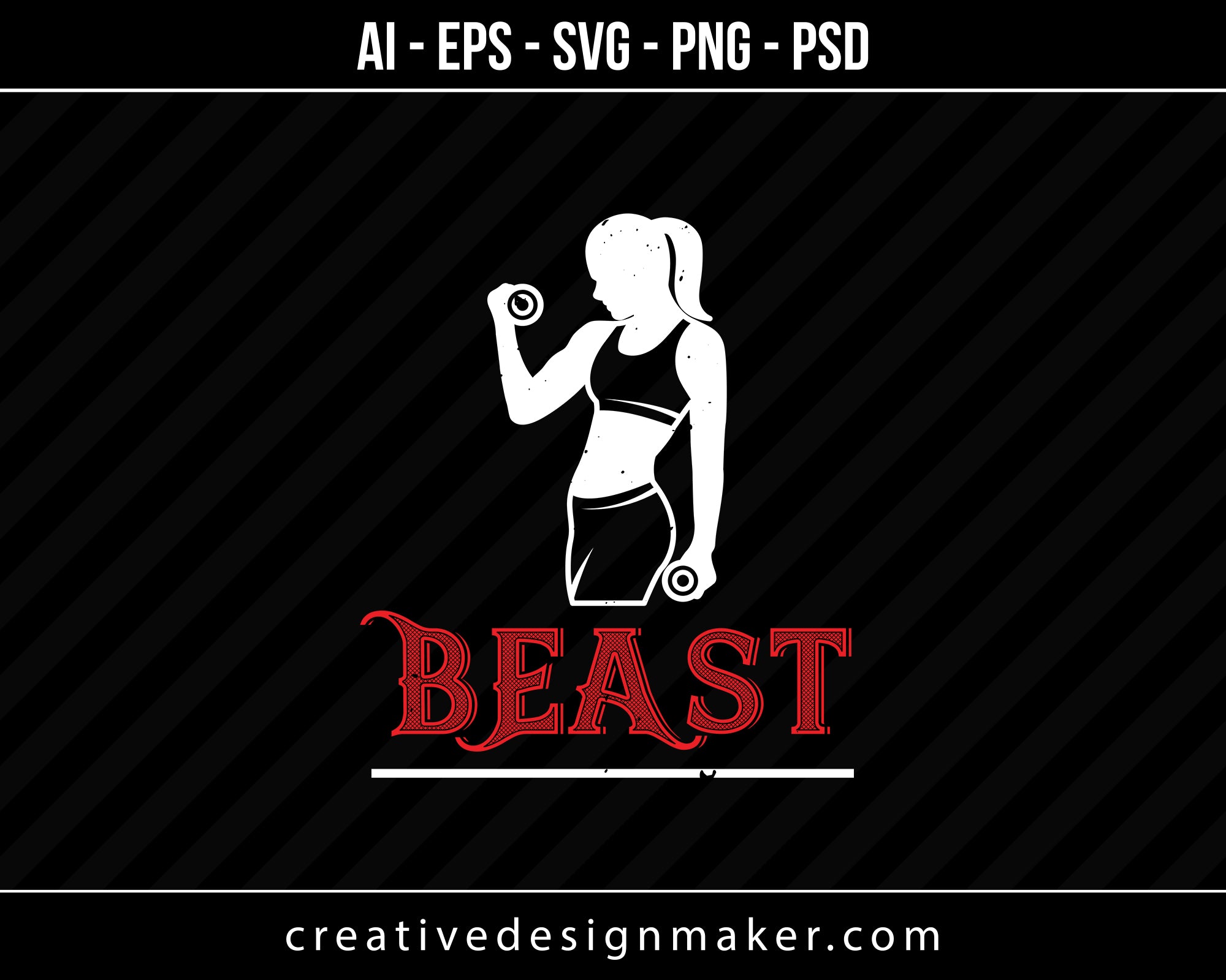 Beast Gym Print Ready Editable T-Shirt SVG Design!