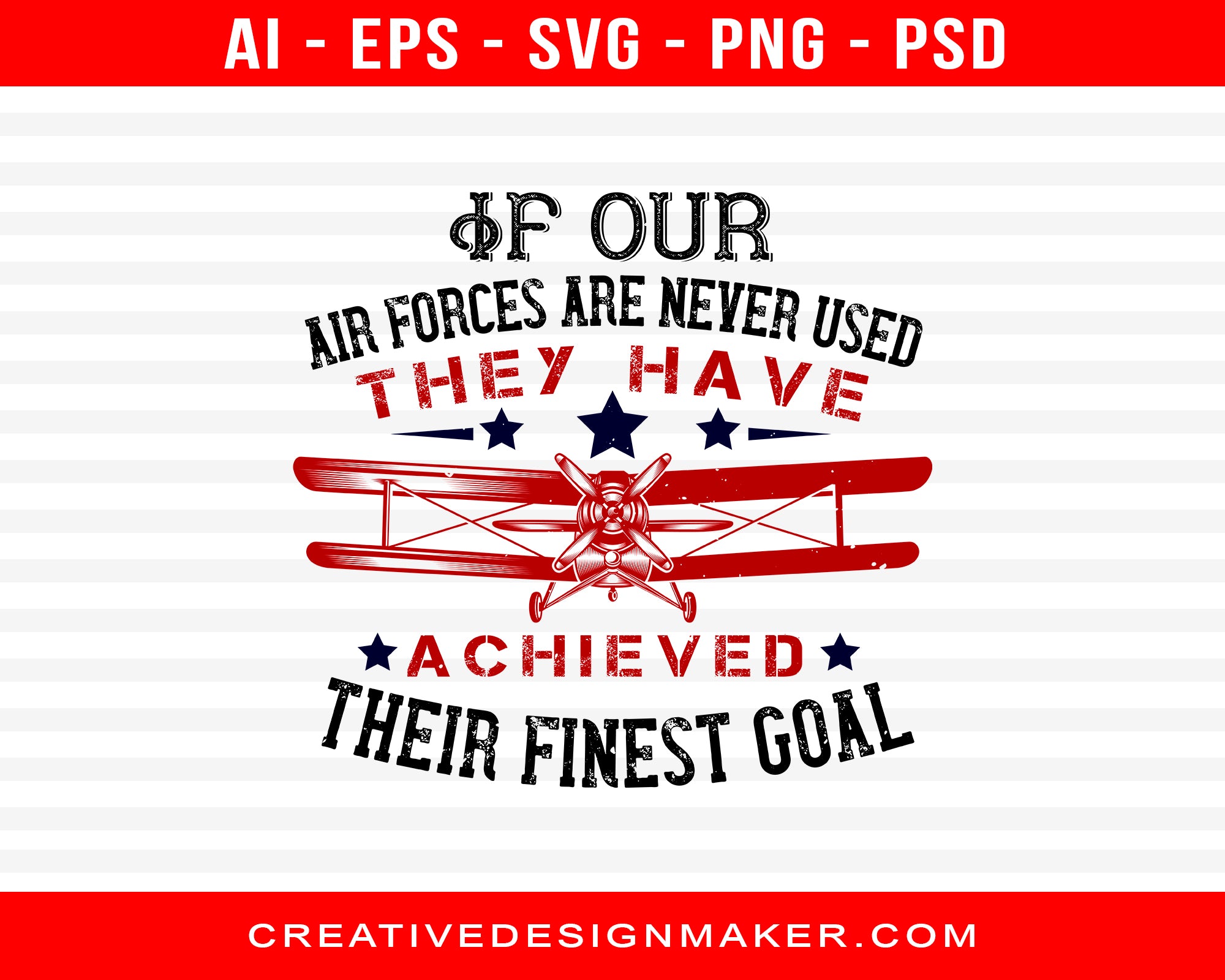 If Our Air Forces Are Never Used, They Have Achieved Their Finest Goal Air Force Print Ready Editable T-Shirt SVG Design!