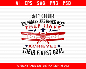 If Our Air Forces Are Never Used, They Have Achieved Their Finest Goal Air Force Print Ready Editable T-Shirt SVG Design!