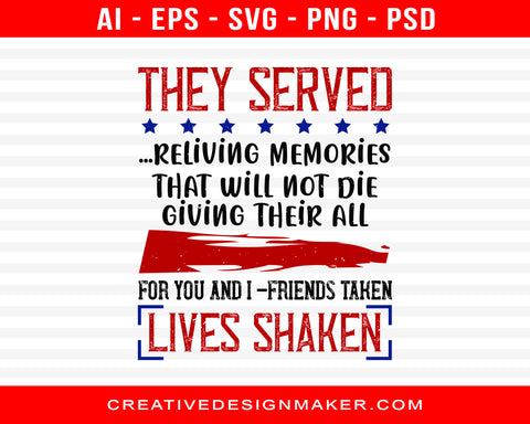 They Served.... Reliving Memories Air Force Print Ready Editable T-Shirt SVG Design!