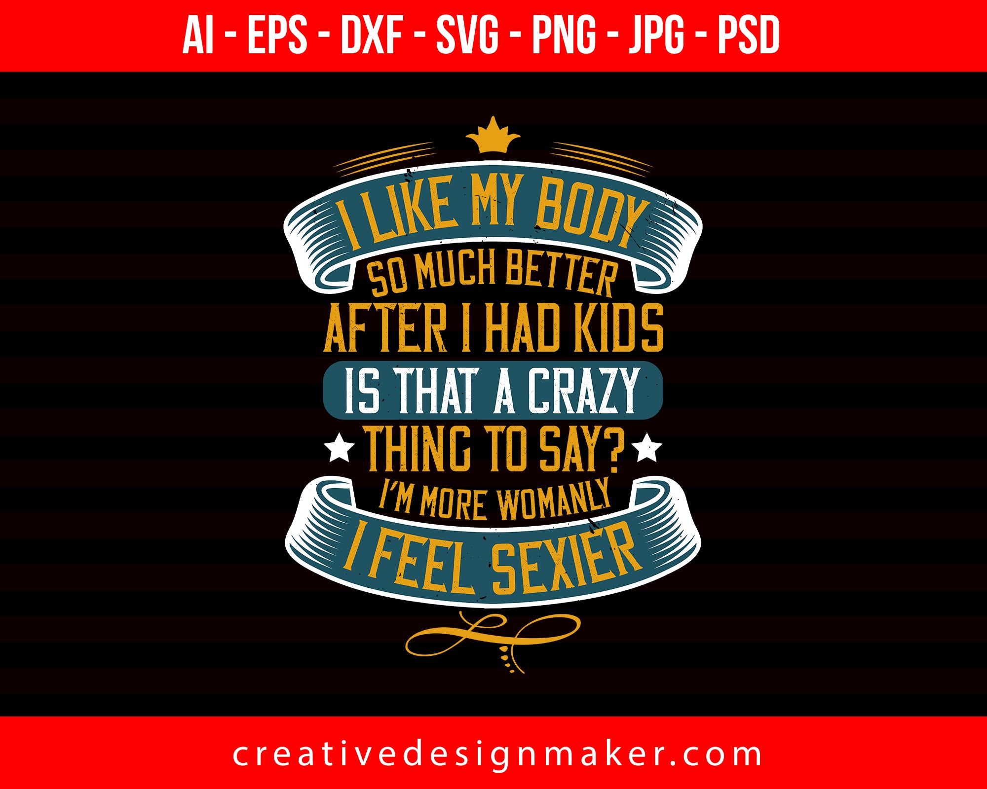 I Like My Body So Much Better After I Had Kids Mom Print Ready Editable T-Shirt SVG Design!