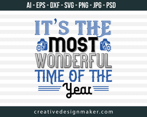 It's The Most Wonderful Time of The Year Football Print Ready Editable T-Shirt SVG Design!