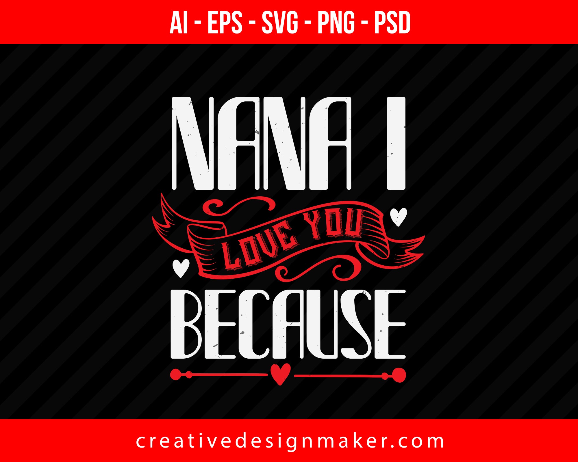 Nana I Love You Because Print Ready Editable T-Shirt SVG Design!