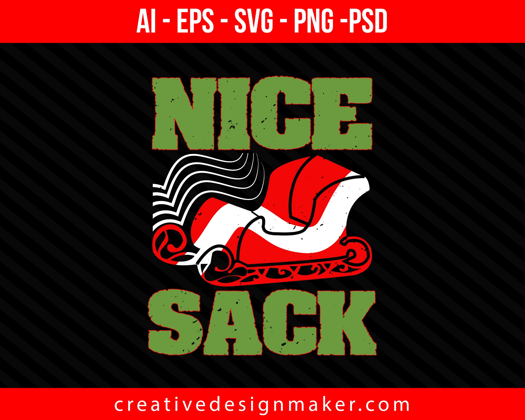 Nice Sack Christmas Print Ready Editable T-Shirt SVG Design!