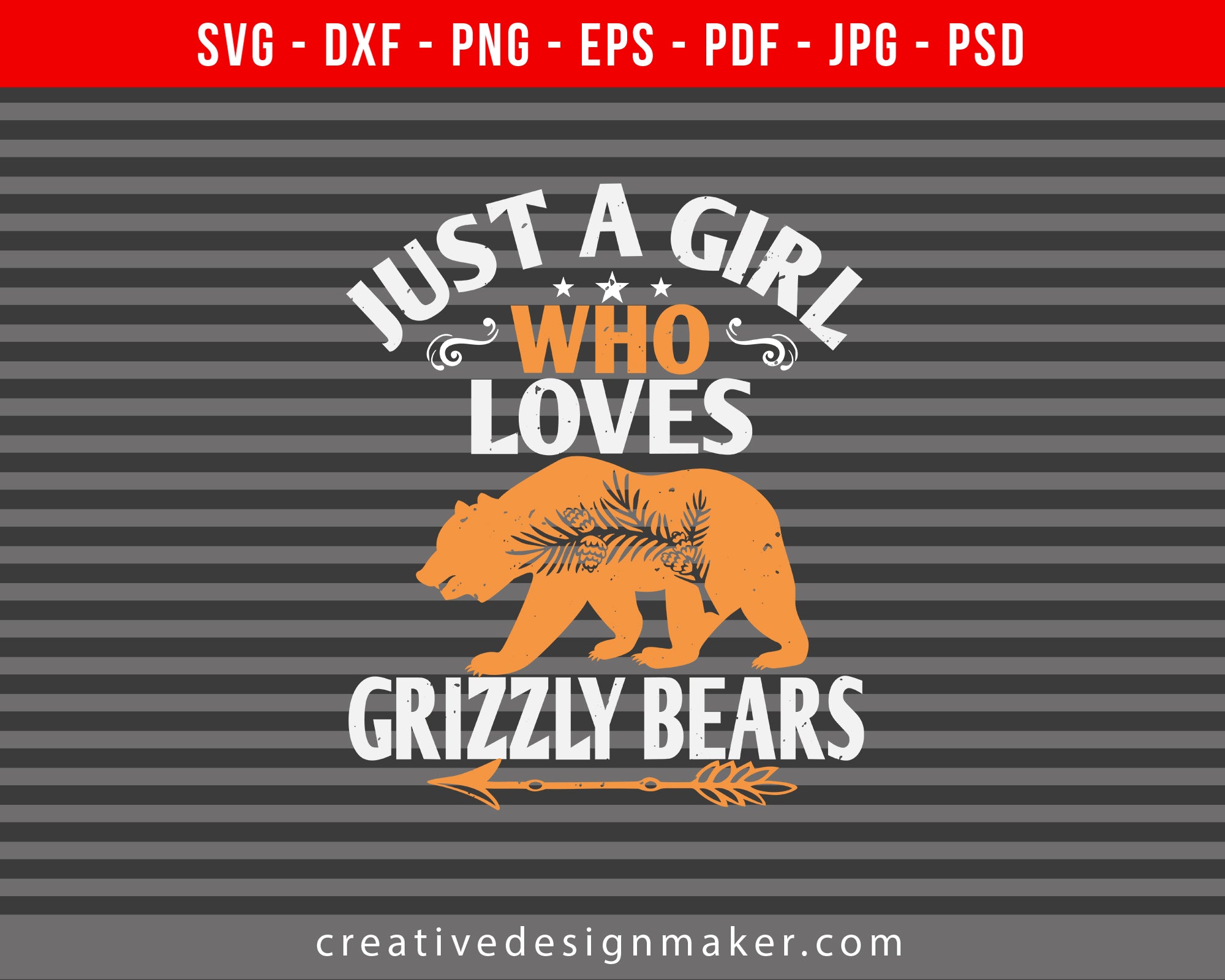 just a girl who loves Grizzly Bears Print Ready Editable T-Shirt SVG Design!
