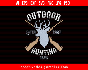 Outdoor Hunting Club Print Ready Editable T-Shirt SVG Design!