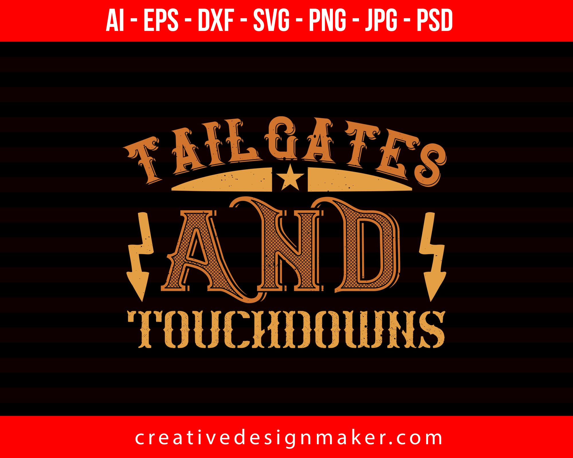 Tailgate and Touchdowns Football Print Ready Editable T-Shirt SVG Design!