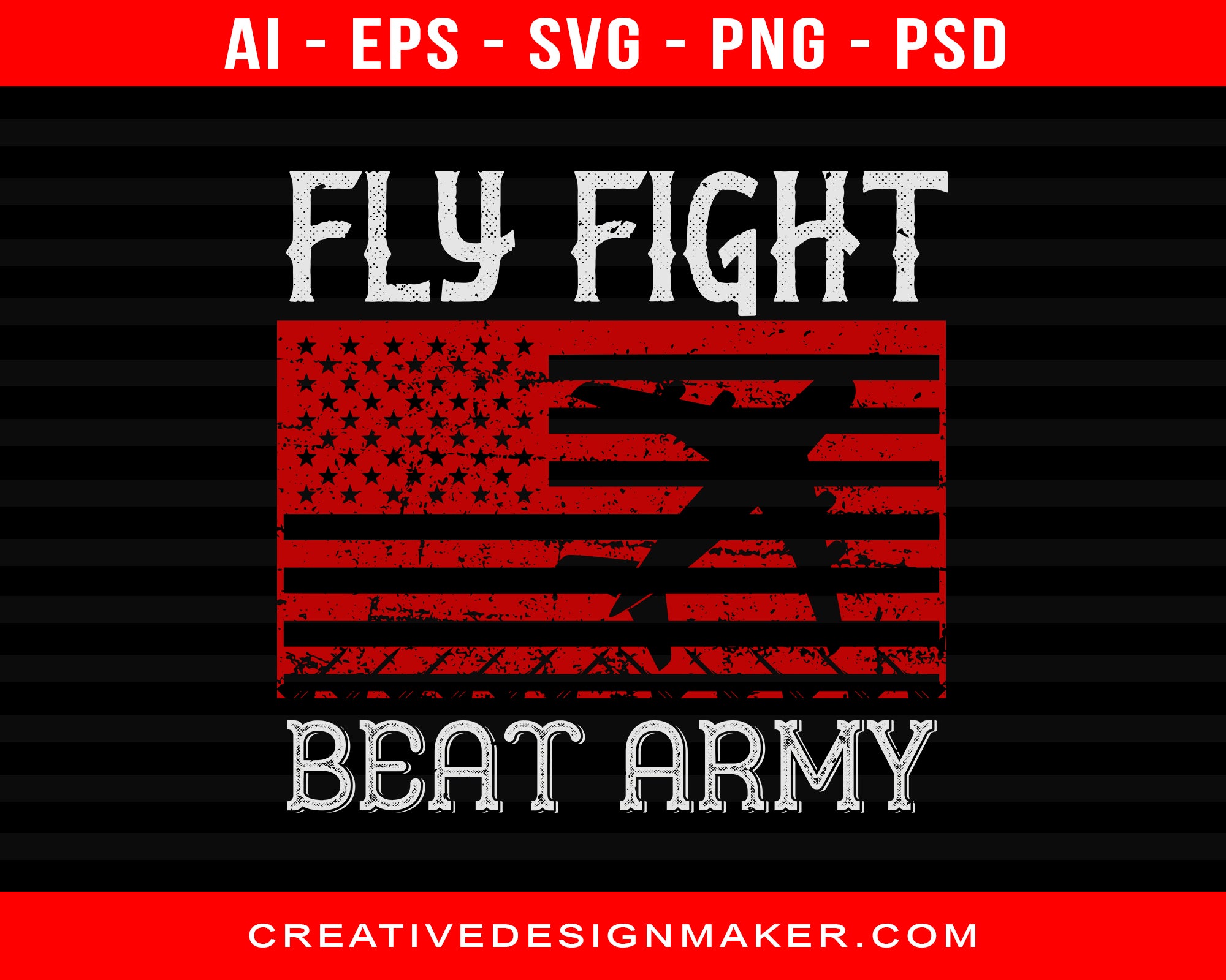 Fly Fight Beat Army Air Force Print Ready Editable T-Shirt SVG Design!