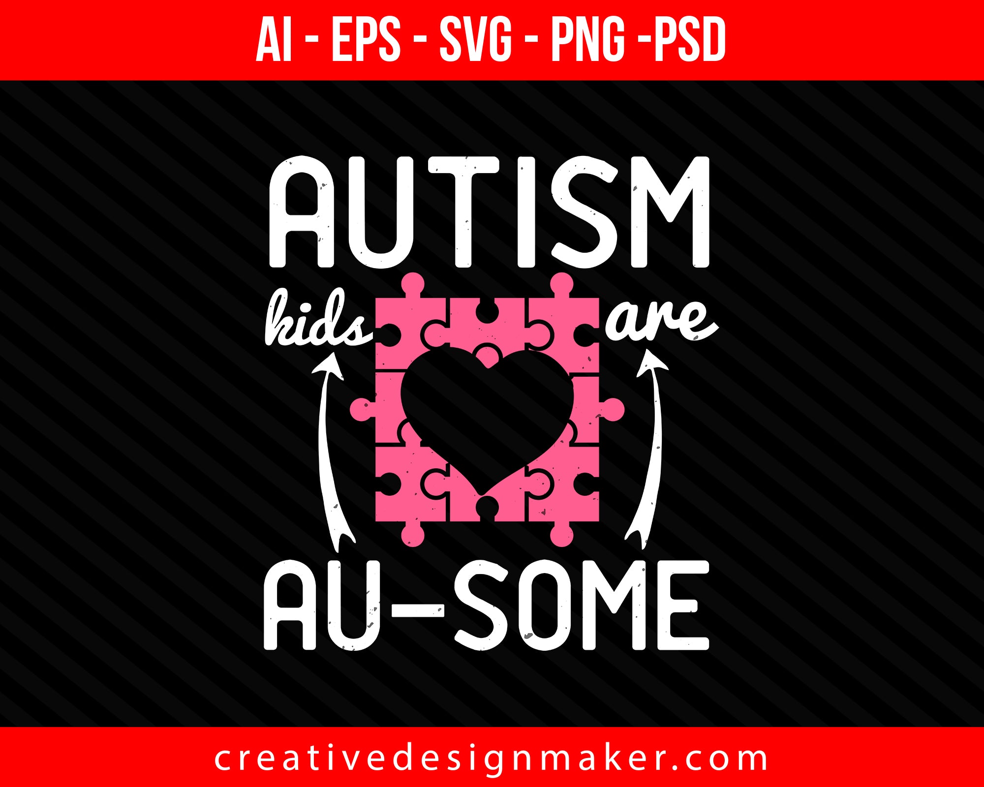 Autism kids are au-some Print Ready Editable T-Shirt SVG Design!