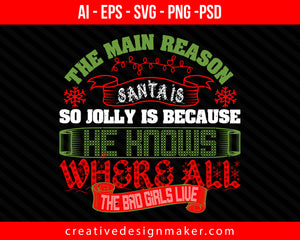 The main reason Santa is so jolly Christmas Print Ready Editable T-Shirt SVG Design!