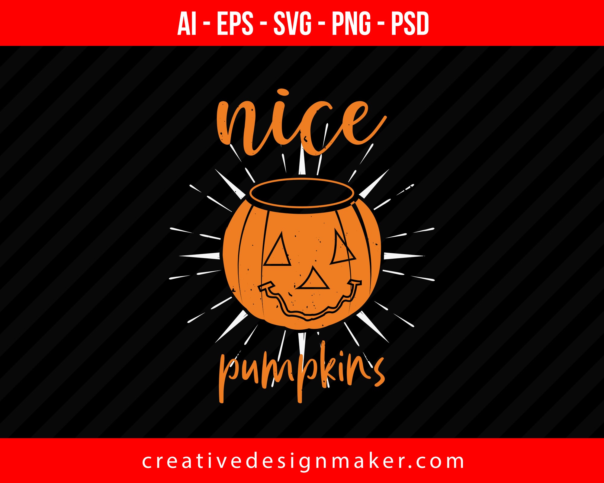 Nice Pumpkins Halloween Print Ready Editable T-Shirt SVG Design!