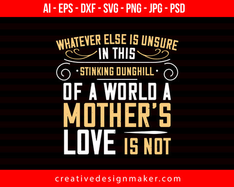 Whatever Else Is Unsure In This Stinking Mom Print Ready Editable T-Shirt SVG Design!