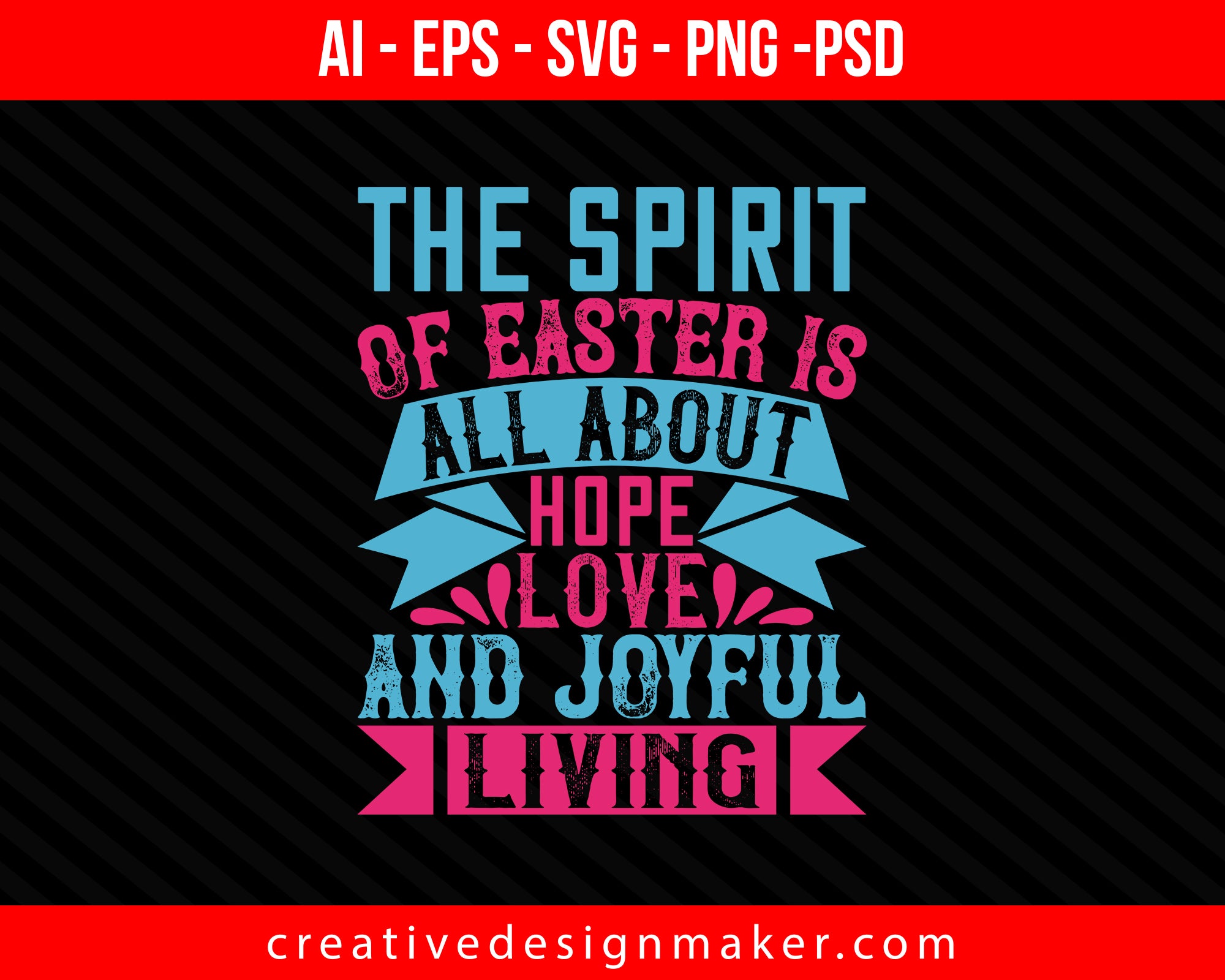 The spirit of Easter is all about Hope, love, and joyful living Easter Print Ready Editable T-Shirt SVG Design!