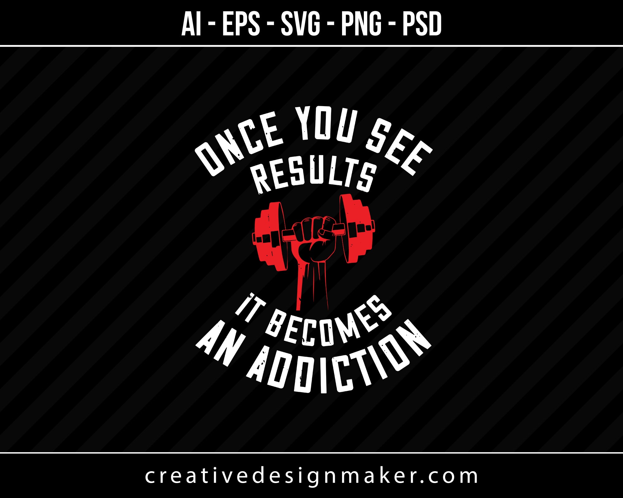 Once You See Besults It Becomes And Addiction Gym Print Ready Editable T-Shirt SVG Design!