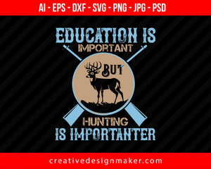 Educations Important But Hunting Is Importuner Print Ready Editable T-Shirt SVG Design!