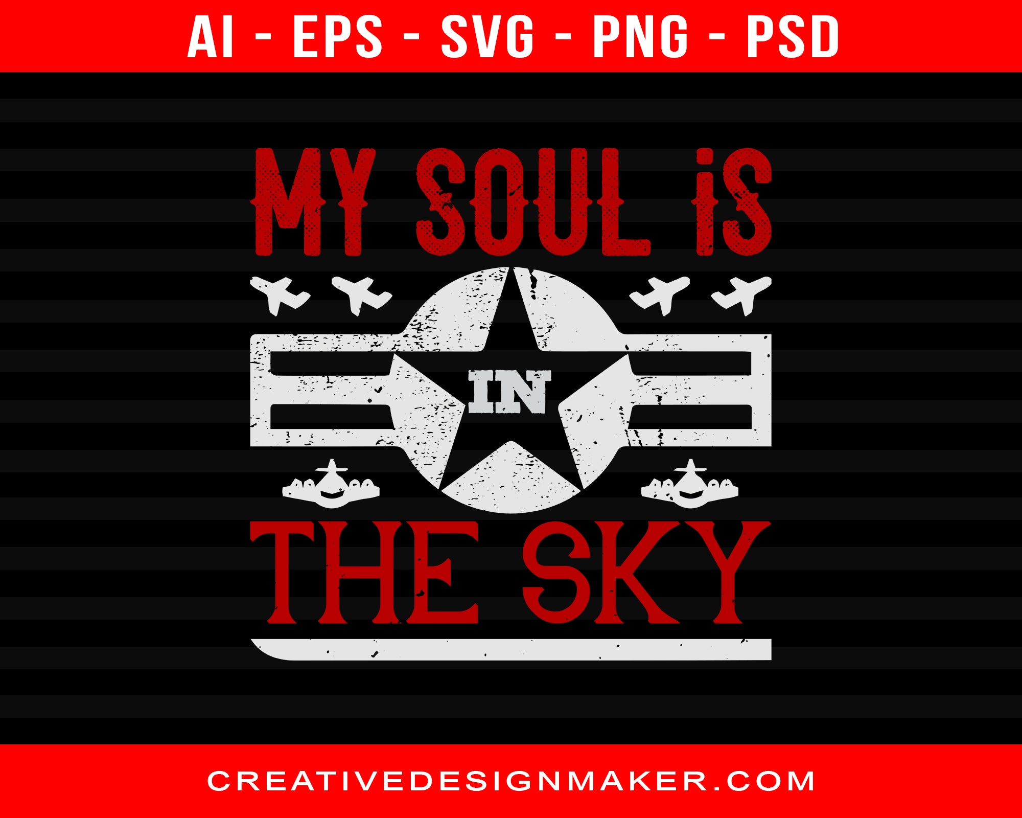 My Soul Is In The Sky Air Force Print Ready Editable T-Shirt SVG Design!