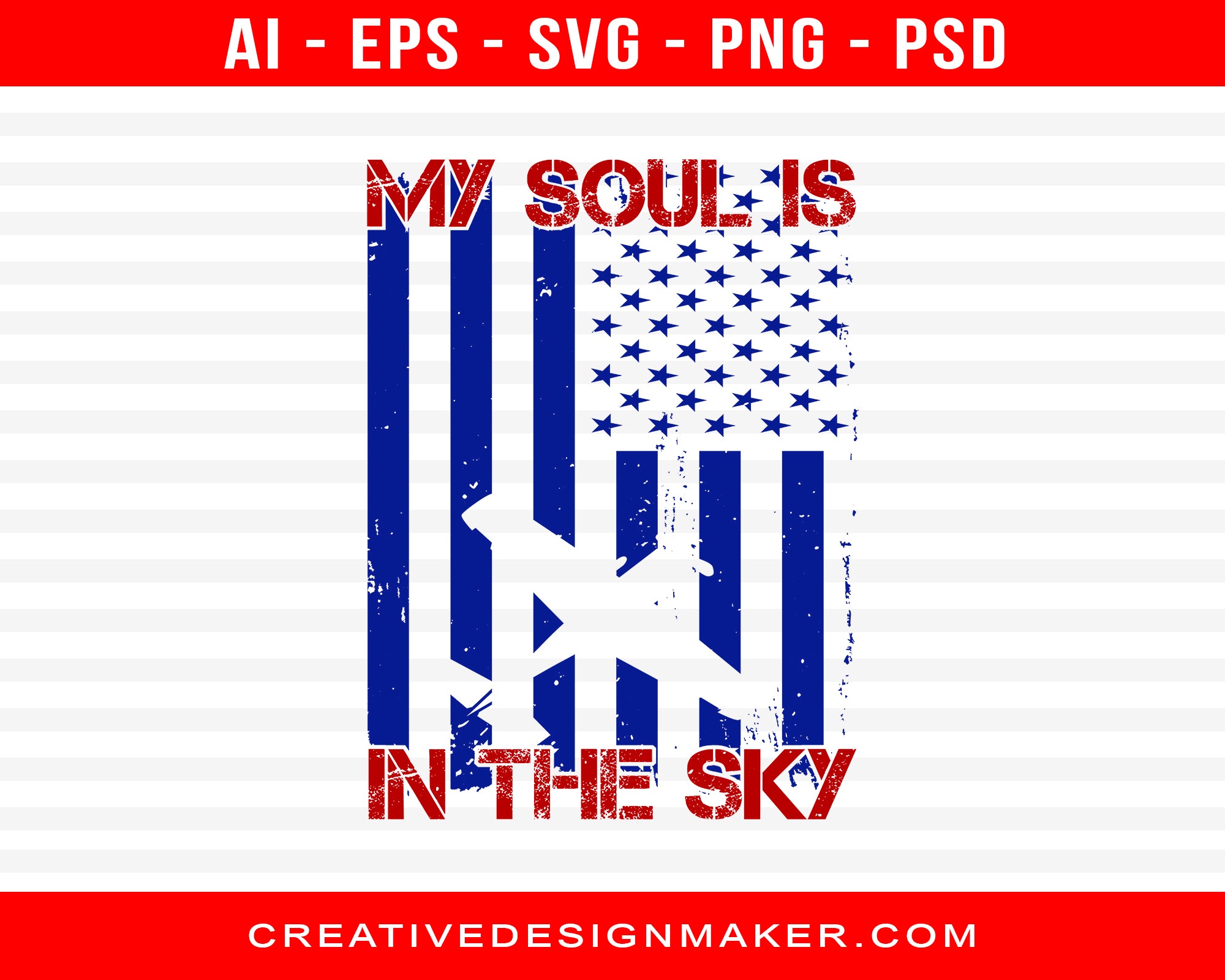 My Soul Is In The Sky Air Force Print Ready Editable T-Shirt SVG Design!