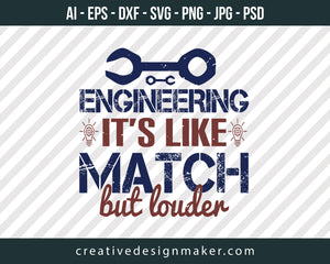 Engineering It's Like Match But Louder Print Ready Editable T-Shirt SVG Design!