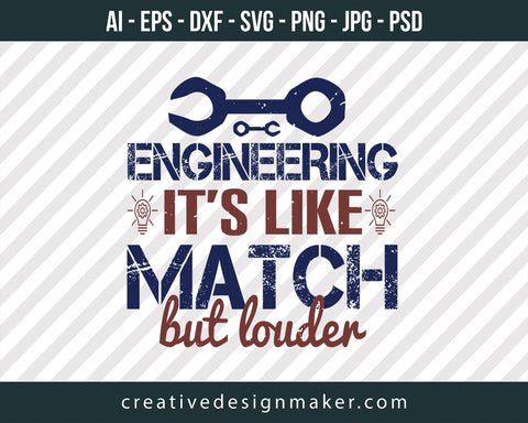 Engineering It's Like Match But Louder Print Ready Editable T-Shirt SVG Design!