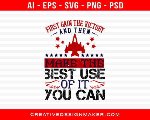 First Gain The Victory And Then Air Force Print Ready Editable T-Shirt SVG Design!