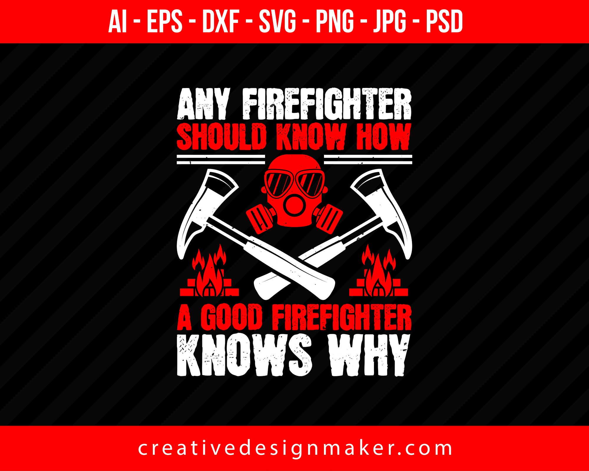 Any Firefighter Should Know How, A Good Firefighter Knows Why Print Ready Editable T-Shirt SVG Design!