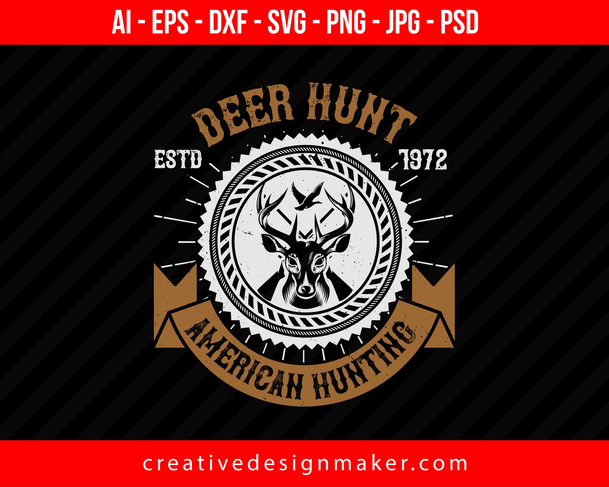 Dear Hunt American Hunting Club Print Ready Editable T-Shirt SVG Design!