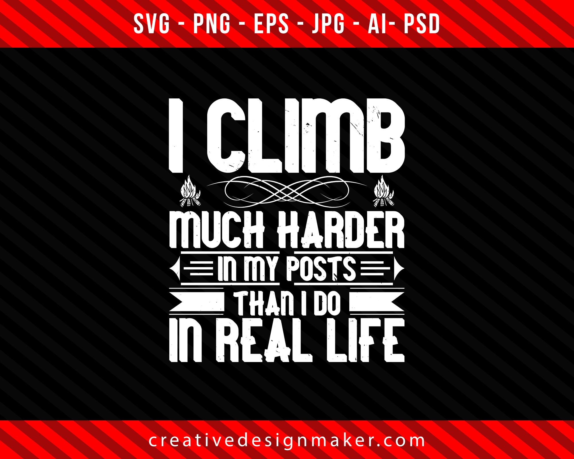 I climb much harder in my posts than I do in real life Climbing Print Ready Editable T-Shirt SVG Design!