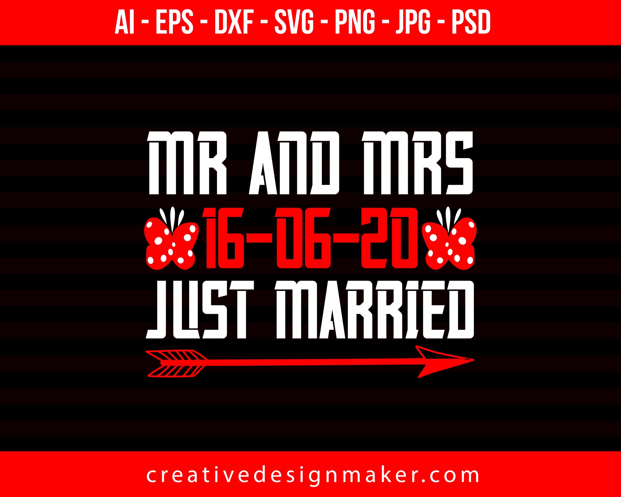 Mr. And Mrs. Just Married Couple Print Ready Editable T-Shirt SVG Design!