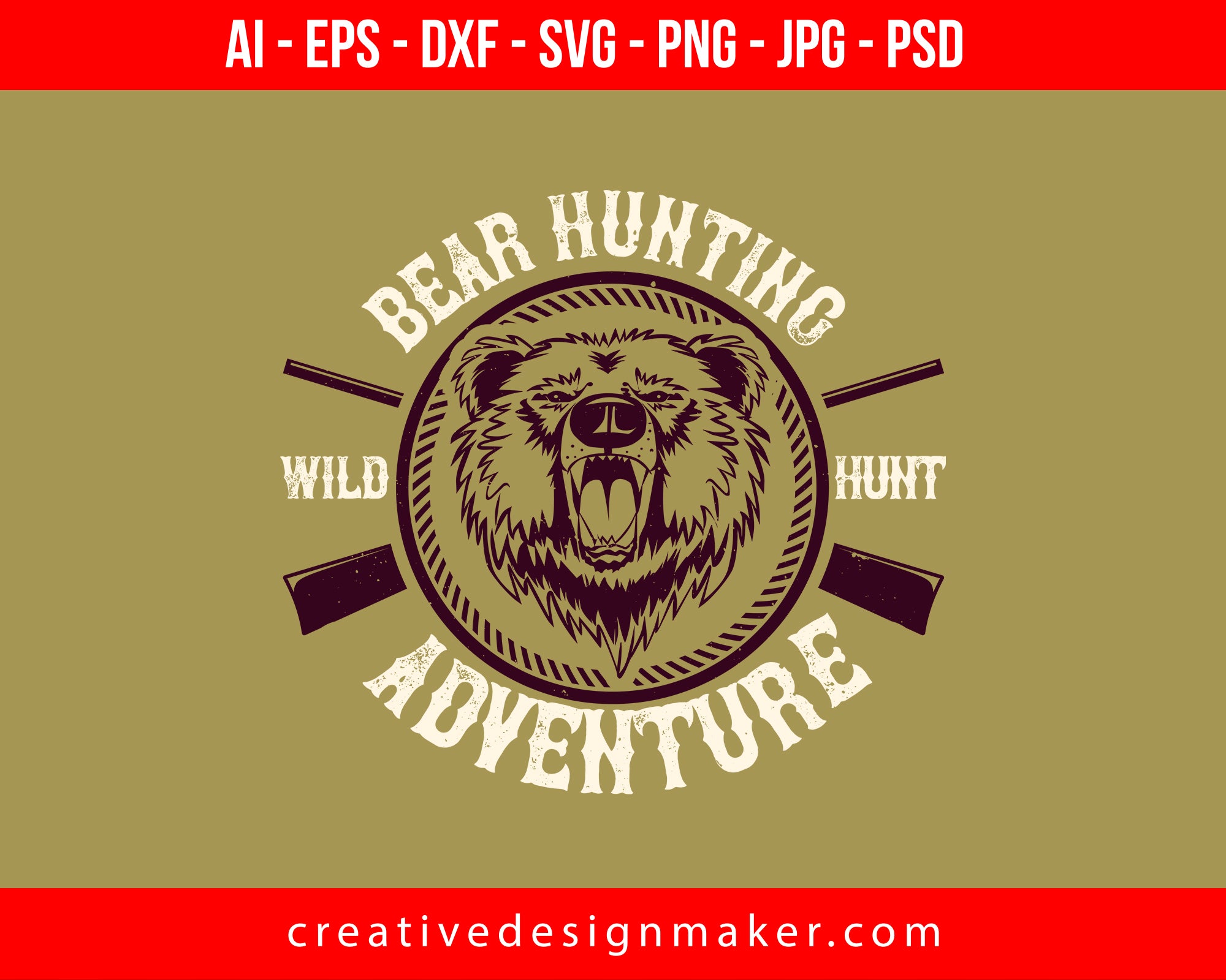 Bear Hunting Adventure Print Ready Editable T-Shirt SVG Design!