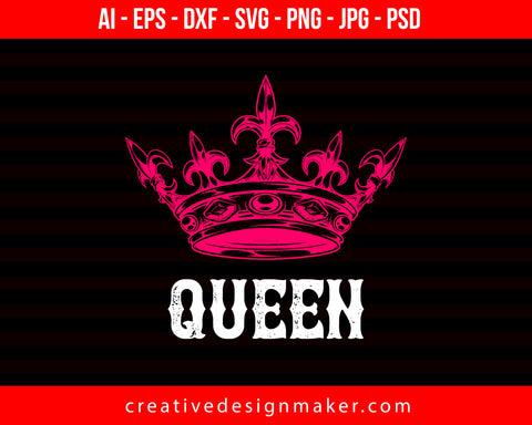 Queen Couple Print Ready Editable T-Shirt SVG Design!