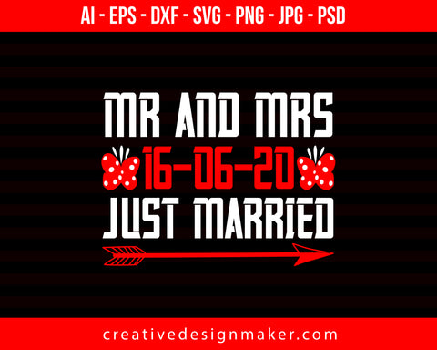 Mr. And Mrs. Just Married, Couple Print Ready Editable T-Shirt SVG Design!