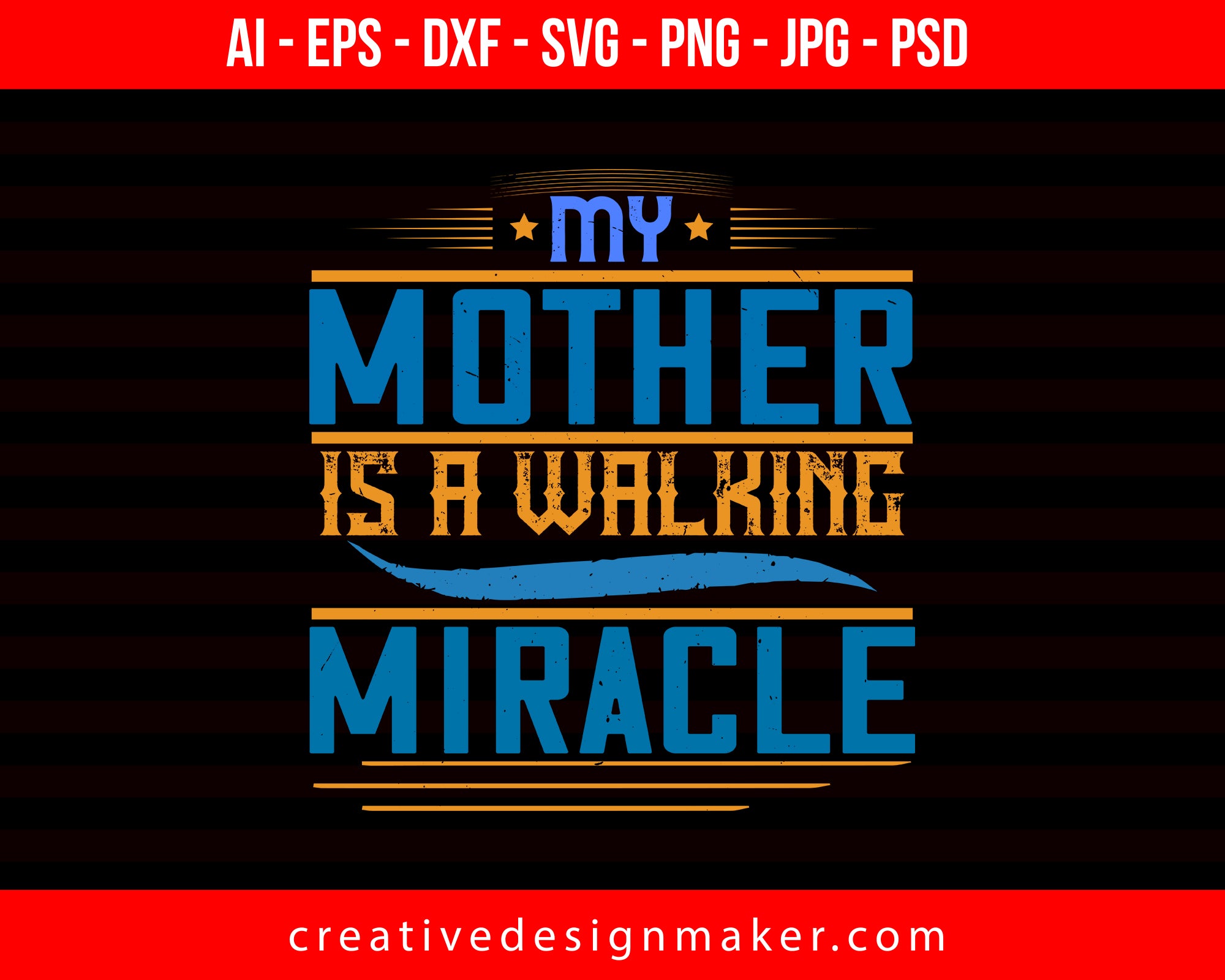 My Mother Is A Walking Miracle Mom Print Ready Editable T-Shirt SVG Design!