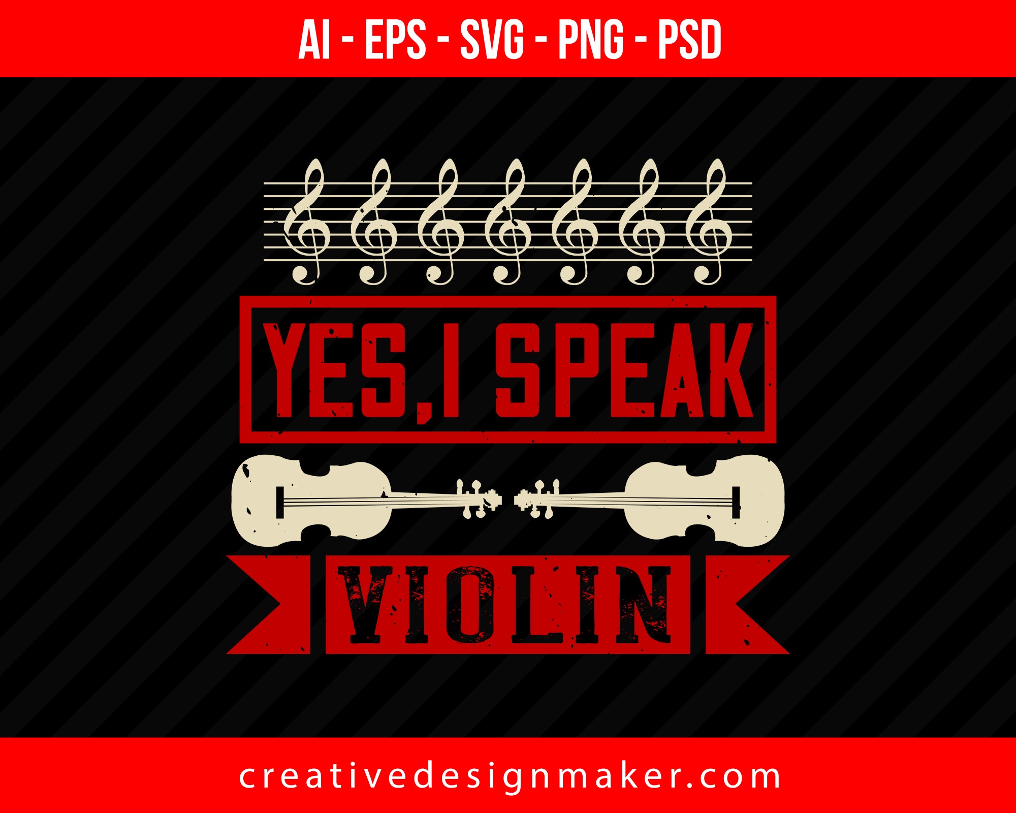 Yes,i speak Violin Print Ready Editable T-Shirt SVG Design!
