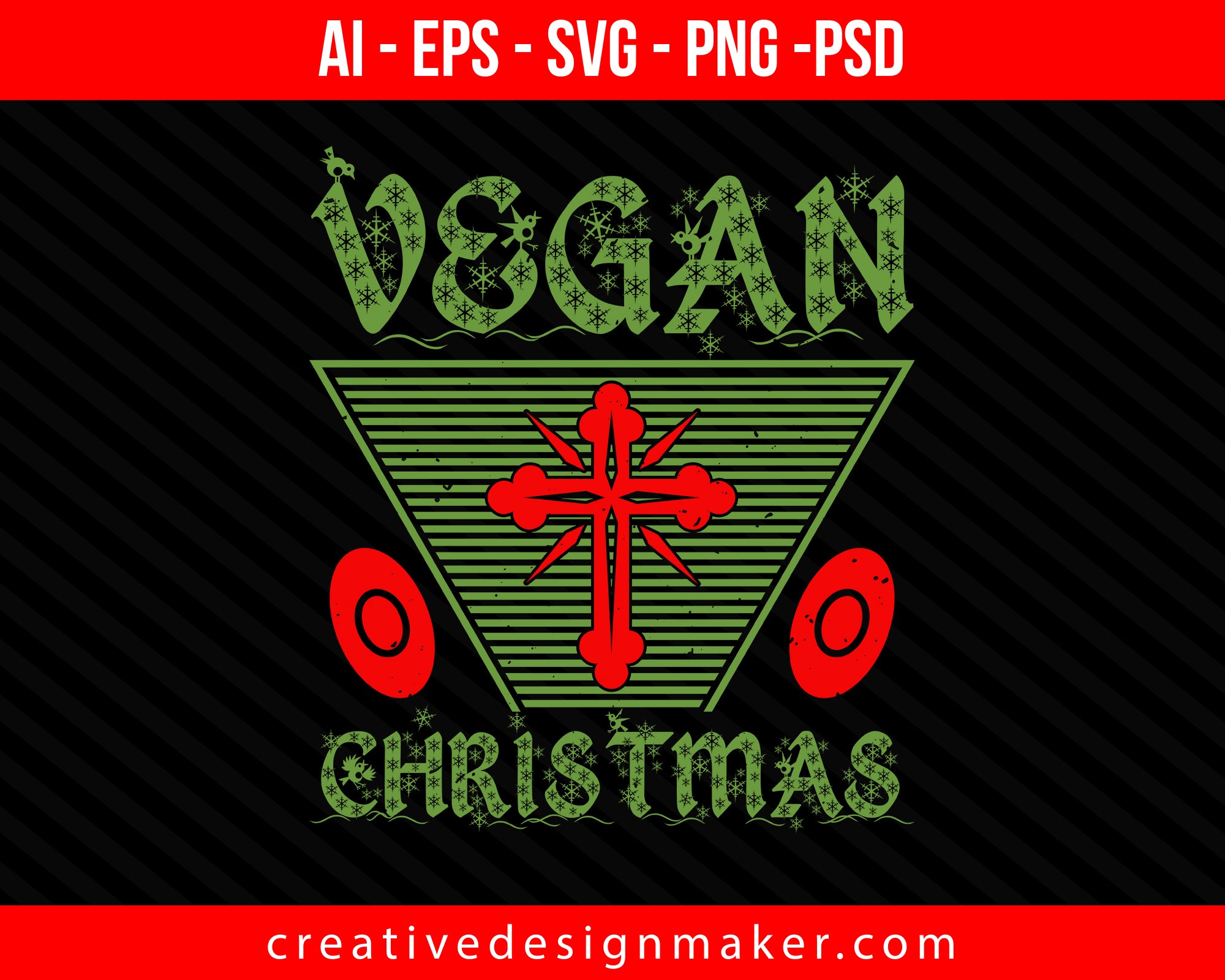 Vegan Christmas Print Ready Editable T-Shirt SVG Design!