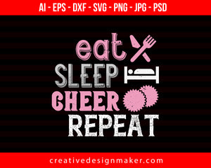 Eat Sleep Cheer Repeat Football Print Ready Editable T-Shirt SVG Design!