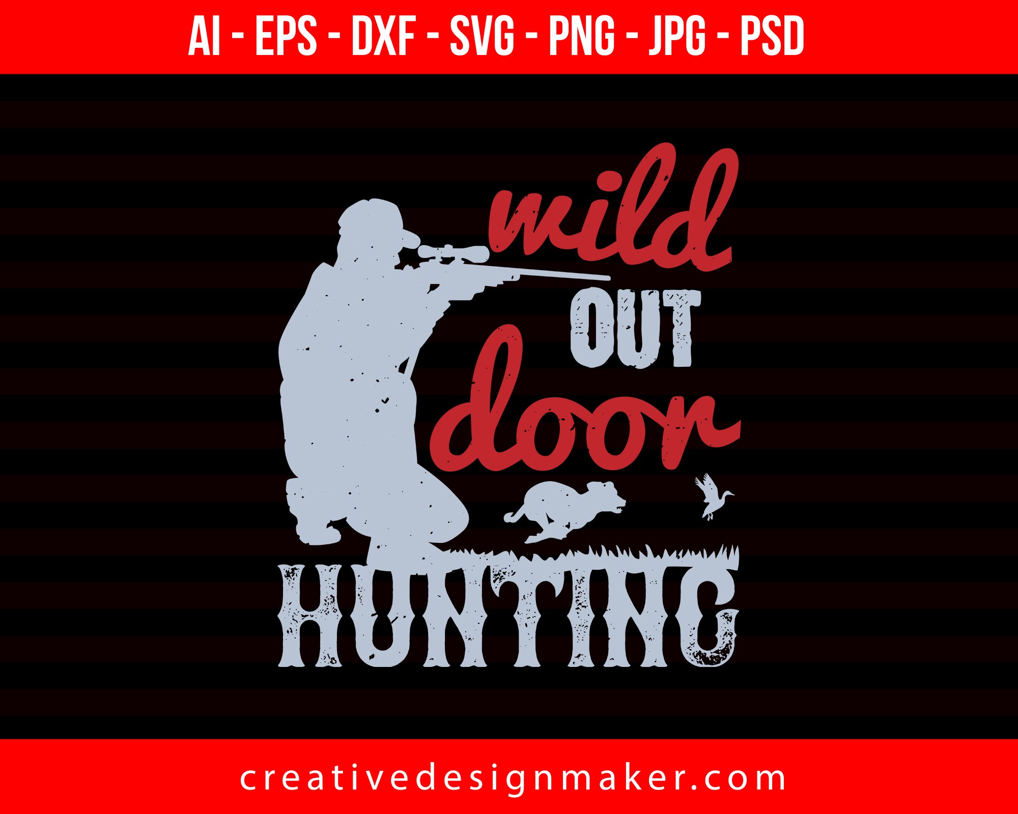 Wild Outdoor Hunting Print Ready Editable T-Shirt SVG Design!