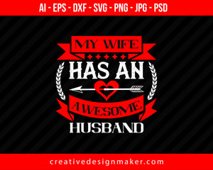 My Wife Hasan Awesome Husband Couple Print Ready Editable T-Shirt SVG Design!