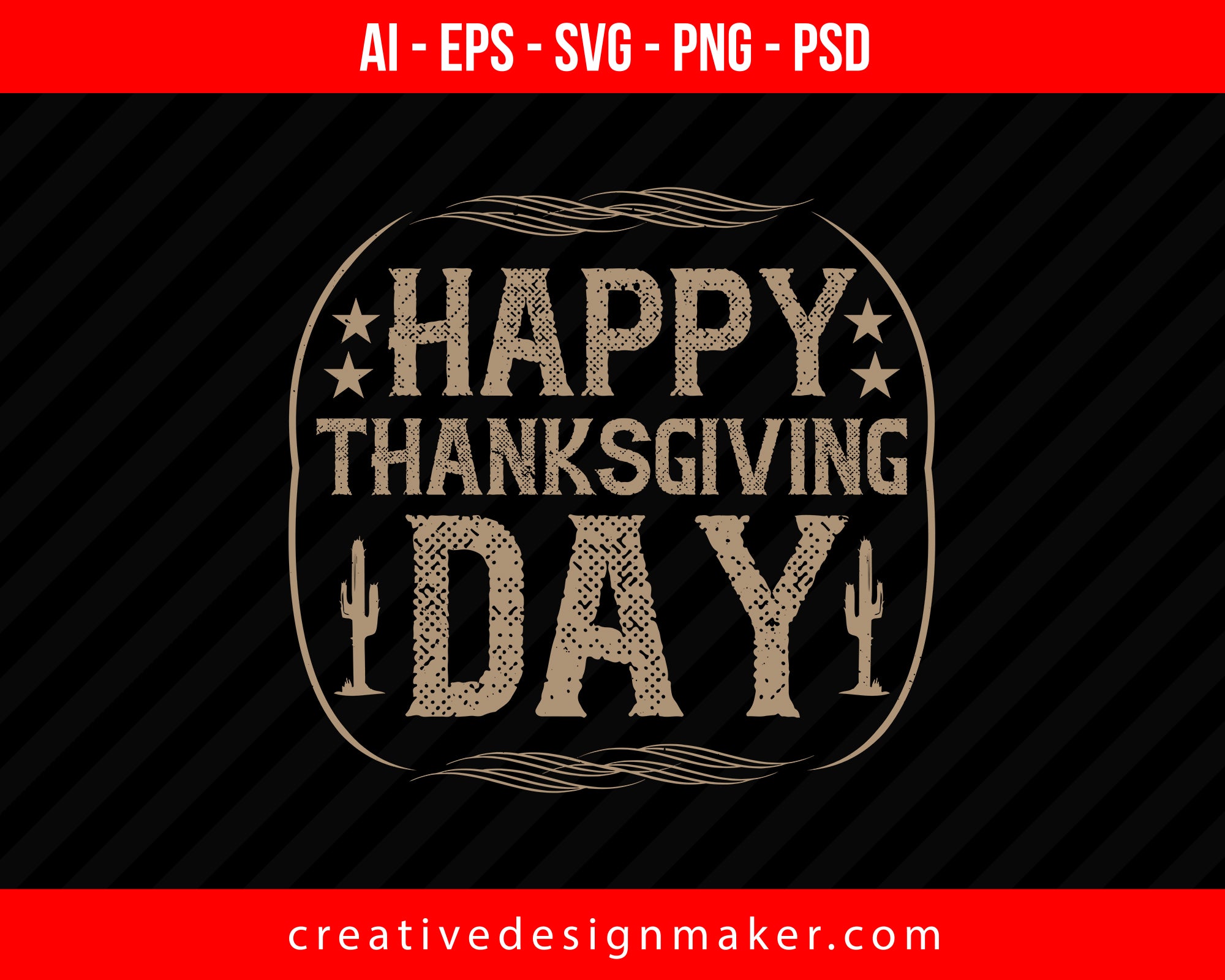 Happy thanksgiving day Print Ready Editable T-Shirt SVG Design!