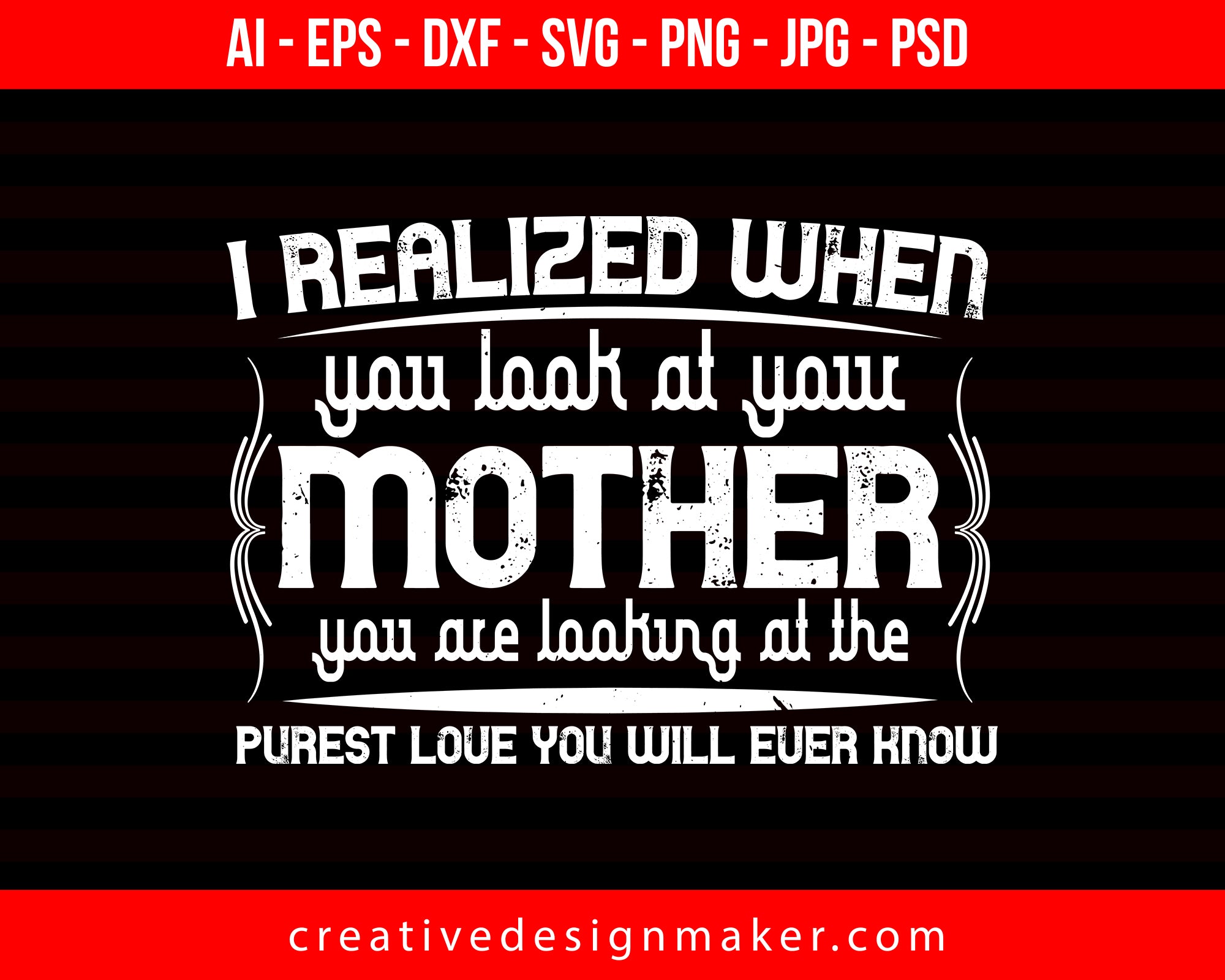 I Realized When Mom Print Ready Editable T-Shirt SVG Design!