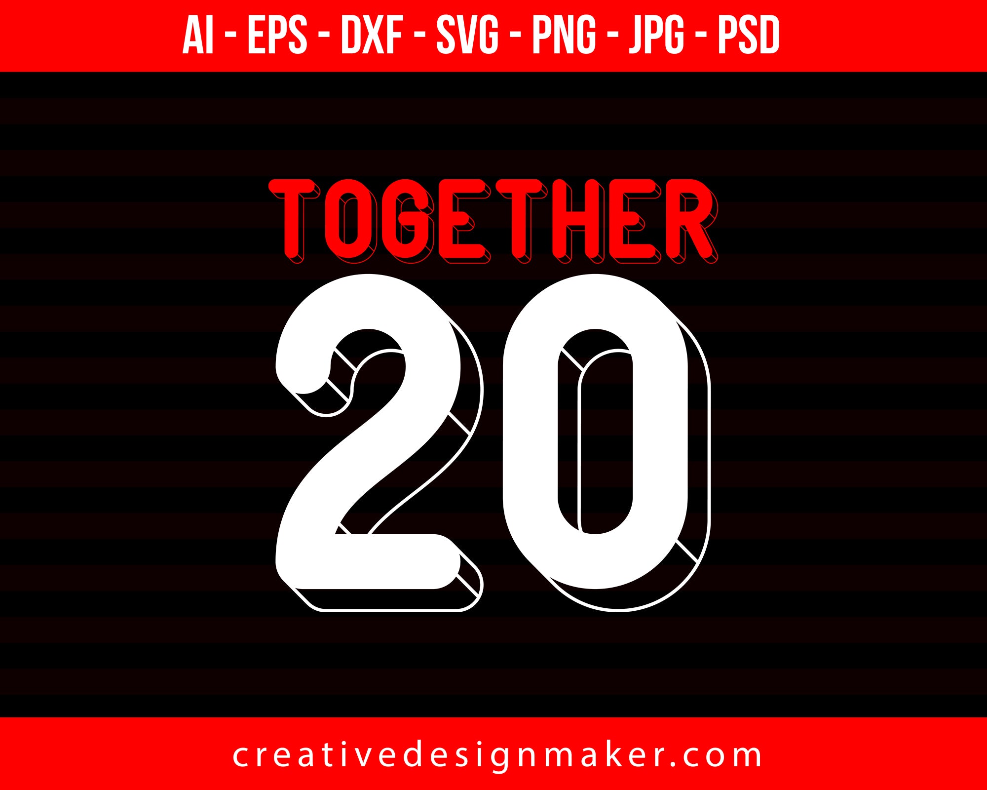 Together 20 Couple Print Ready Editable T-Shirt SVG Design!