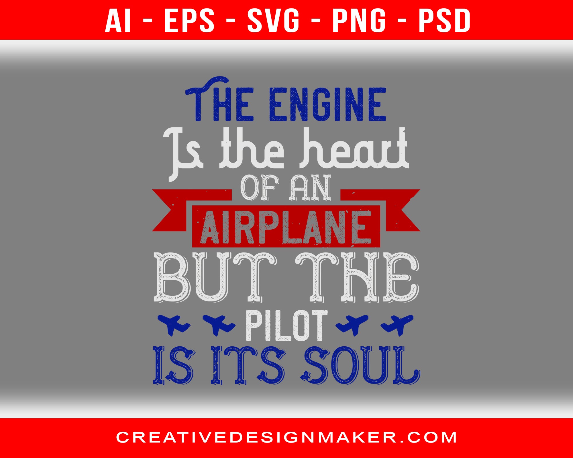 The Engine Is The Heart Airplane Air Force Print Ready Editable T-Shirt SVG Design!