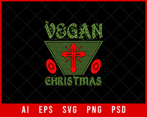 Vegan Christmas Funny Xmas Tree Editable T-shirt Design Digital Download File