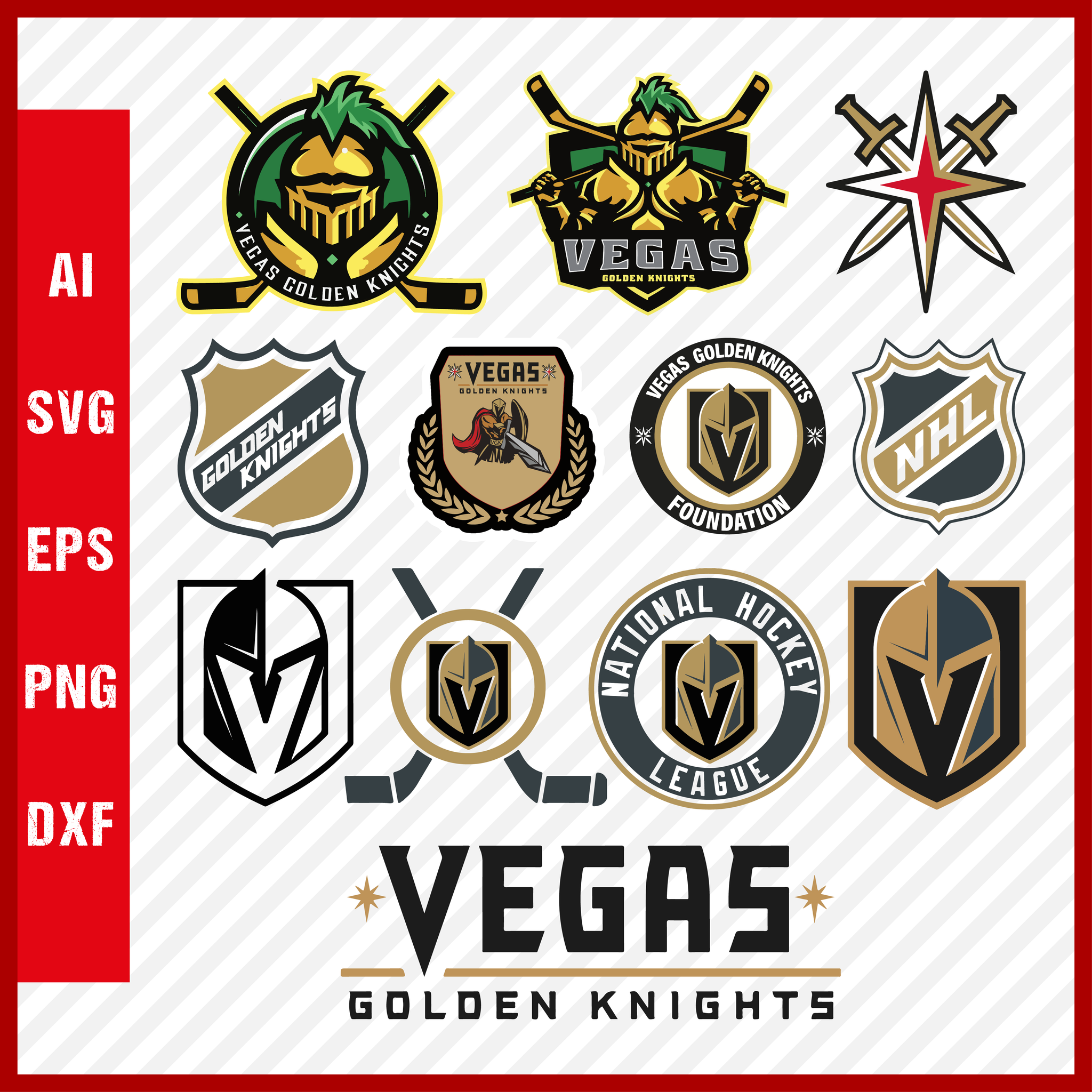 Vegas Golden Knights Svg NHL National Hockey League Team Svg Logo Clipart Bundle