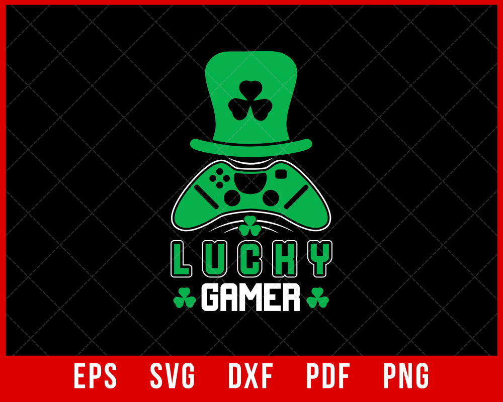 Video Game Lucky Gamer Boys Shamrock Kids Gaming T-Shirt Design Sports SVG Cutting File Digital Download 