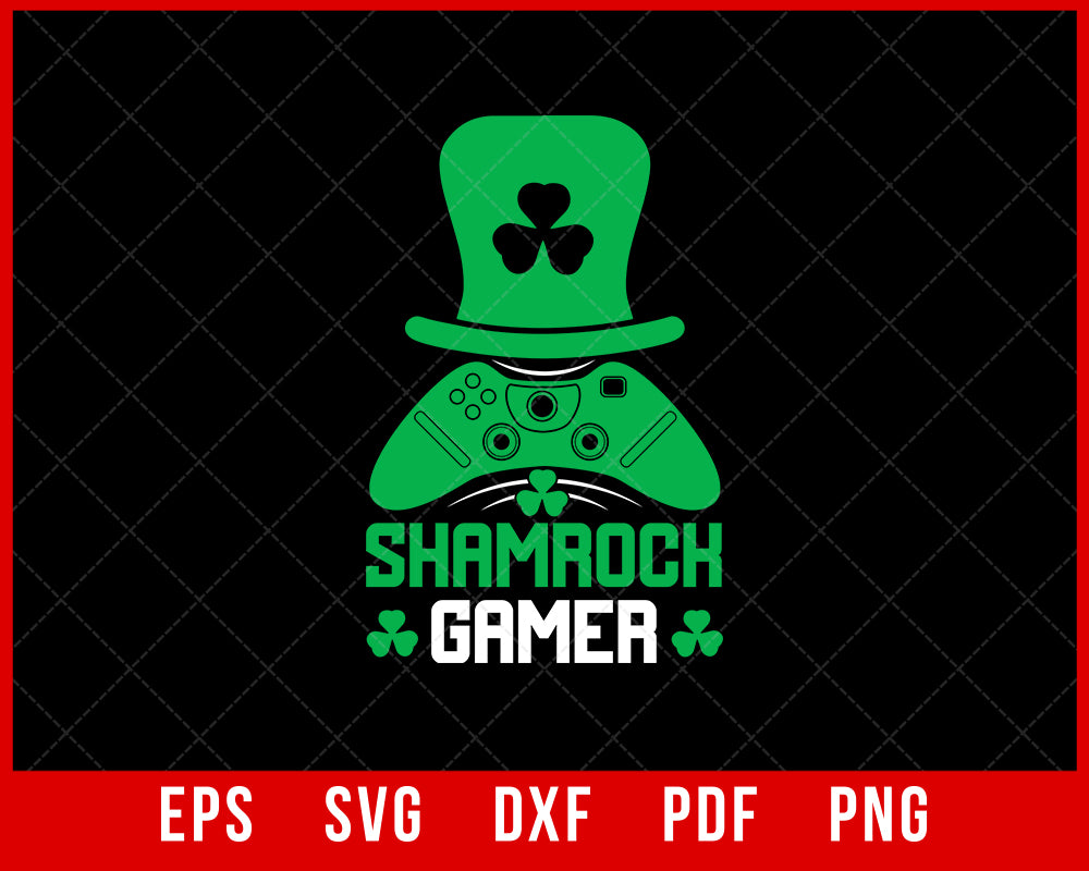 Video Game St Patrick's Day Gamer Boys Shamrock Kids Gaming T-Shirt Design Sports SVG Cutting File Digital Download 