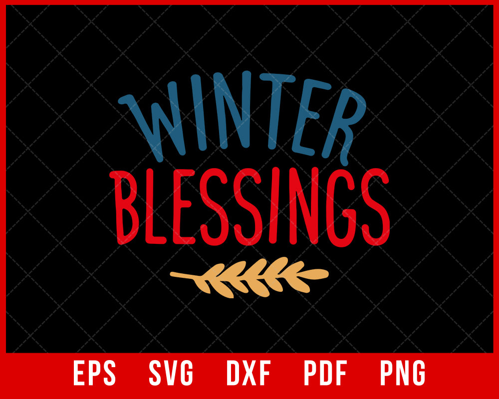 Winter Blessings Christmas Pajama SVG Cutting File Digital Download