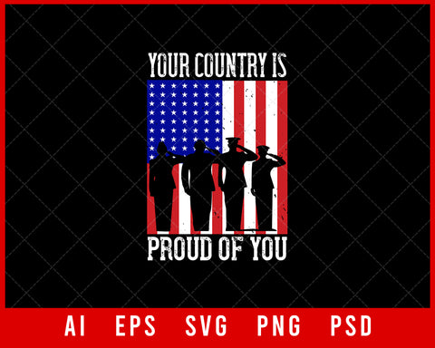 Your Country Is Proud of You Memorial Day Editable T-shirt Design Digital Download File
